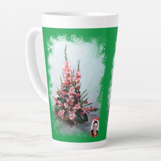 Taza De Café Latte Bodegón de flores Milchtasse (Linke Ecke)