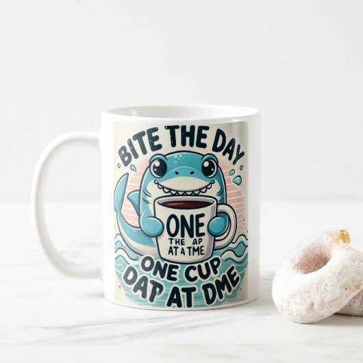 Taza de café - Taza divertida de tiburón simpático Kaffeetasse (Mit Donut)