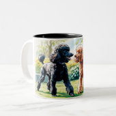 Taza de cerámica con dos caniches juguetones  zweifarbige tasse (Vorderseite Links)