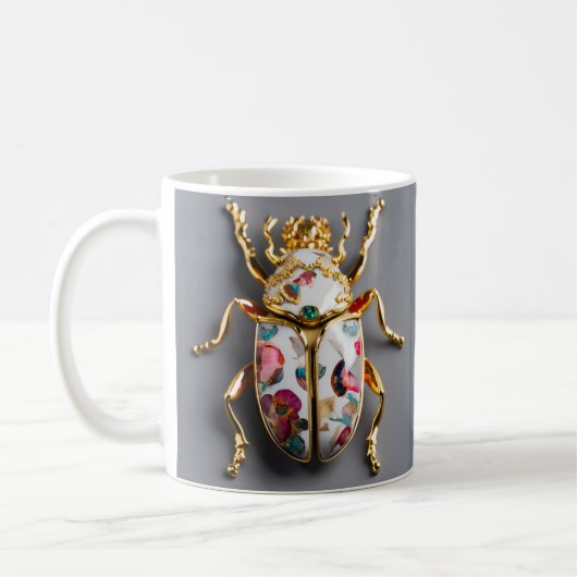 TAZA DE COLOR BLANCO CON IMPRESION DE ESCARABAJO KAFFEETASSE (Links)