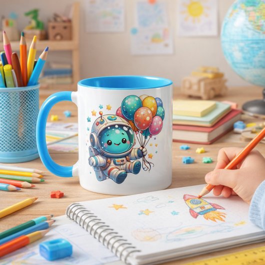 Taza de Cumpleaños Astronauta con Globos  Tasse
