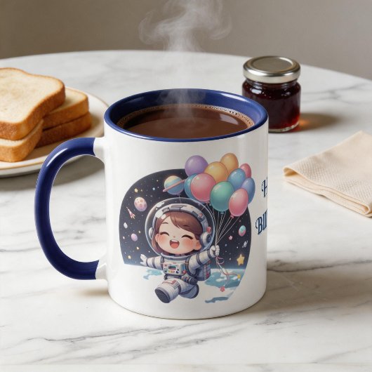 Taza de Cumpleaños Astronauta con Globos Tasse