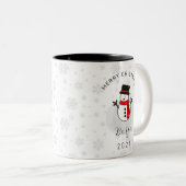 Taza de muñeco de nieve navideño personalizada zweifarbige tasse (VorderseiteRechts)