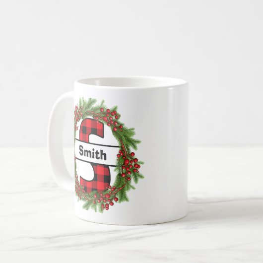 "Taza de navidad personalizada con letra S. Kaffeetasse (Vorderseite Links)