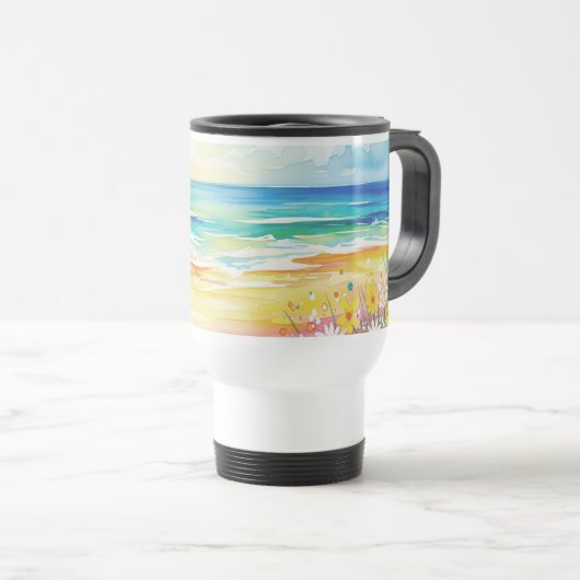 Taza de viaje mar y flores  reisebecher (VorderseiteRechts)