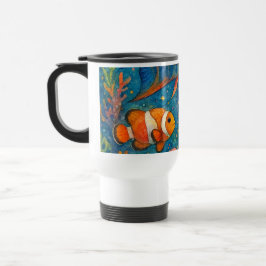 Taza de viaje pez con brillos y flores reisebecher