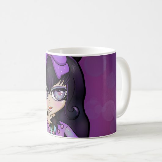 Taza diseño Kuromi fanart rostro Kaffeetasse (VorderseiteRechts)