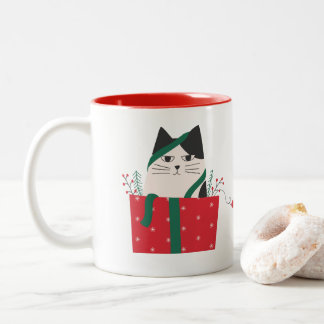 Taza Gato Merry Christmas Zweifarbige Tasse
