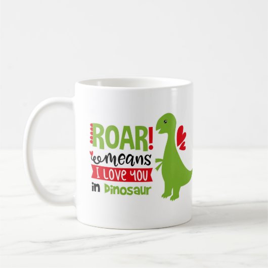 Taza infantil con dinosaurio verde "Te quiero" Kaffeetasse (Links)