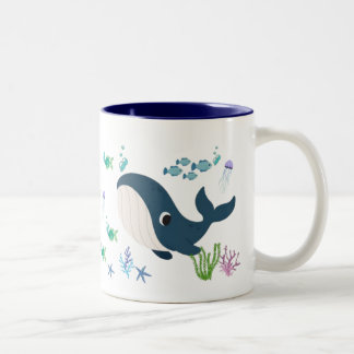 Taza Infantil con Diseño de Ballena y Peces Zweifarbige Tasse