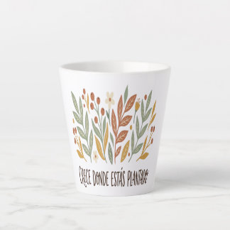 Taza Latte Motivacional Flores Boho Milchtasse