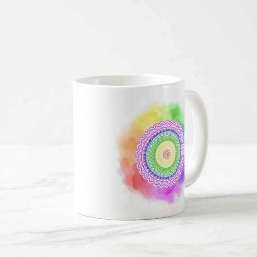 Taza mandala de colores kaffeetasse (VorderseiteRechts)