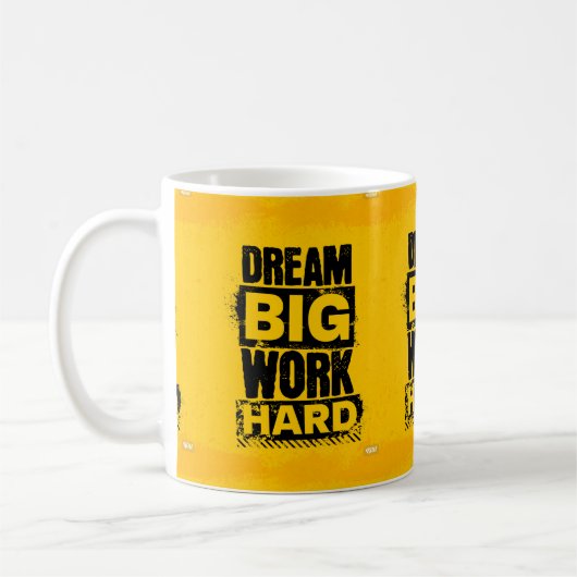 Taza motivacional "DREAM BIG, WORK HARD" Kaffeetasse (Links)
