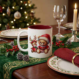 Taza Navideña con adorable osito Zweifarbige Tasse