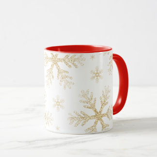 Taza Navideña con Copos de Nieve Dorados elegantes Tasse