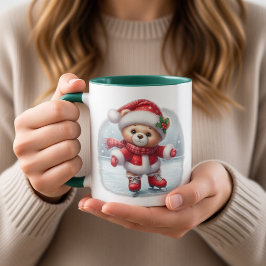 Taza navideña con osito patinador  tasse