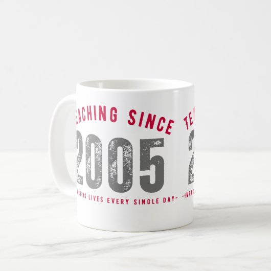 Taza para profesores Teaching since 2005 Kaffeetasse (Vorderseite Links)