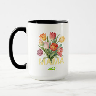 Taza personalizada “Mamá 2025” con flores de color Tasse