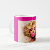 Taza Pop Art Glam con Mujer Rubia y Chicle Kaffeetasse (Vorderseite Links)