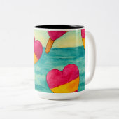 Tazas de café helados en la playa  zweifarbige tasse (VorderseiteRechts)