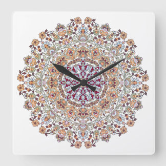 Tazhib decorado del arte persa, mandala persa quadratische wanduhr