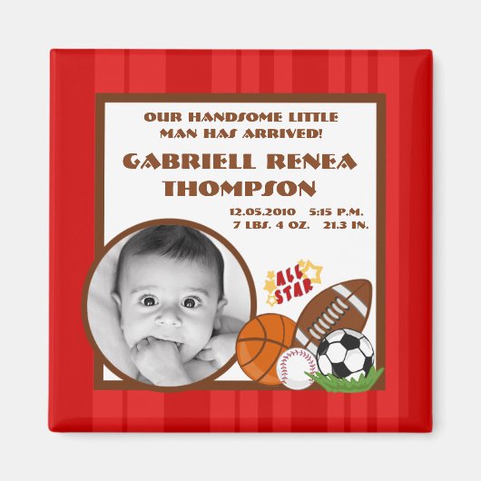 {TBA} 2"x2" All Star Red Announctions Magnet (Vorne)