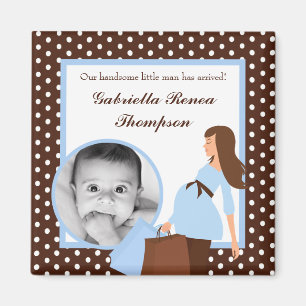 {TBA} 2"x2" Blau Mod Mom Polka Ankündigungsmagnet Magnet