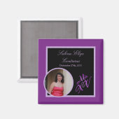 {TBA} 2"x2" Mis XV Lila Ankündigungs-Magnet Magnet (Vorderseite/Rückseite)