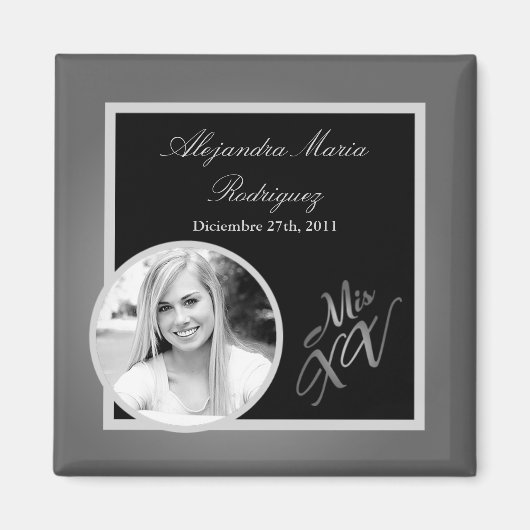 {TBA} 2"x2" Mis XV Silver Ankündigungsmagnet Magnet (Vorne)