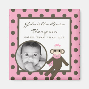 {TBA} 2"x2" Pink Sock Monkey Ankündigung Magnet