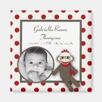 {TBA} 2"x2" Red Sock Monkey Ankündigung Magnet