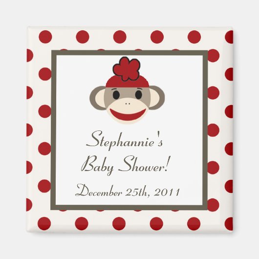 {TBA} 2"x2"Red Sock Monkey Gastgeschenk Magnet (Vorne)