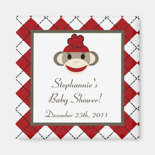 {TBA} 2"x2"Red Sock Monkey Gastgeschenk Magnet