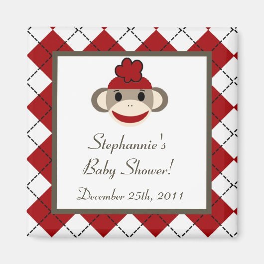 {TBA} 2"x2"Red Sock Monkey Gastgeschenk Magnet (Vorne)