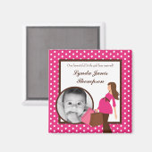 {TBA} 2"x2" Rosa Mod Mama Polk Ankündigungsmagnet Magnet (Vorderseite/Rückseite)