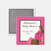 {TBA} 2"x2" Rosa Mod Mama Polka Gastgeschenk Magne Magnet (Vorderseite/Rückseite)