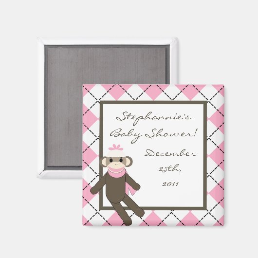 {TBA} 2"x2"Rosa Socken Gastgeschenk Magnet (Vorderseite/Rückseite)