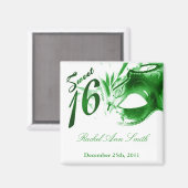 {TBA} 2"x2" Sweet 16 Green Gastgeschenk Magnet (Vorderseite/Rückseite)