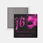 {TBA} 2"x2" Sweet 16 Hot Pink Gastgeschenk Magnet (Vorderseite/Rückseite)