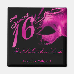 {TBA} 2"x2" Sweet 16 Hot Pink Gastgeschenk Magnet
