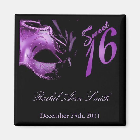 {TBA} 2"x2" Sweet 16 Lila Lilac Gefallen Magnet (Vorne)
