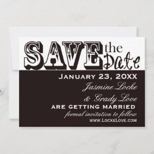 TBA 8-14 Hochzeit Schwarz-Weiß Save the Date Einladung