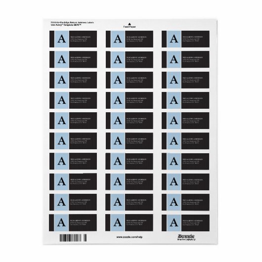 {TBA} Bold Stripe Return Address Label (blau) (Vorne)