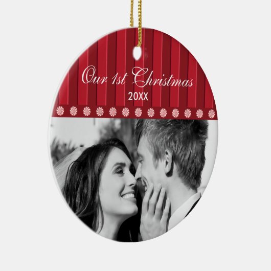 {TBA} Candy & Stripes Unser erstes Weihnachtsgesch Keramikornament (Rechts)