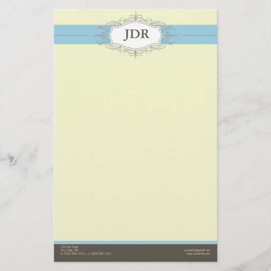 {TBA} Chic Deko Baby Blue Customized Stationery Briefpapier (Vorderseite)
