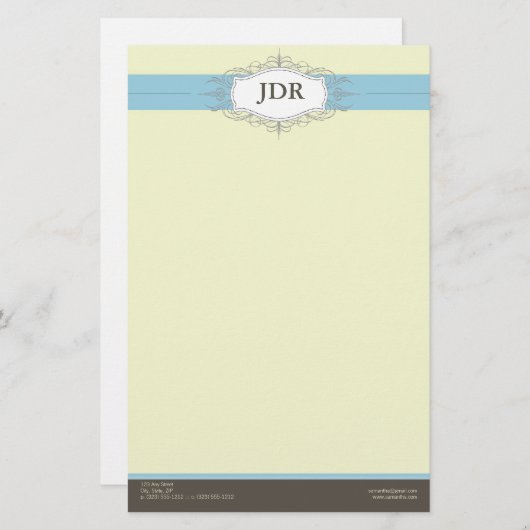 {TBA} Chic Deko Baby Blue Customized Stationery Briefpapier (Vorne/Hinten)