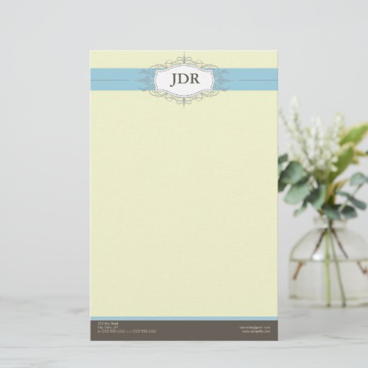 {TBA} Chic Deko Baby Blue Customized Stationery Briefpapier (Stehend Vorderseite)
