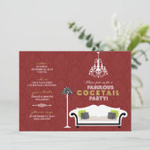 {TBA} Chic Zebra Cocktail Party Einladung (rot) (Stehend Vorderseite)