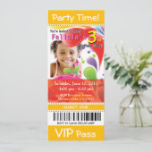 ::TBA: Fun Kids VIP Ticket Foto Party (gelb) Einladung (Stehend Vorderseite)