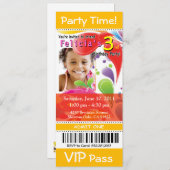 ::TBA: Fun Kids VIP Ticket Foto Party (gelb) Einladung (Vorne/Hinten)